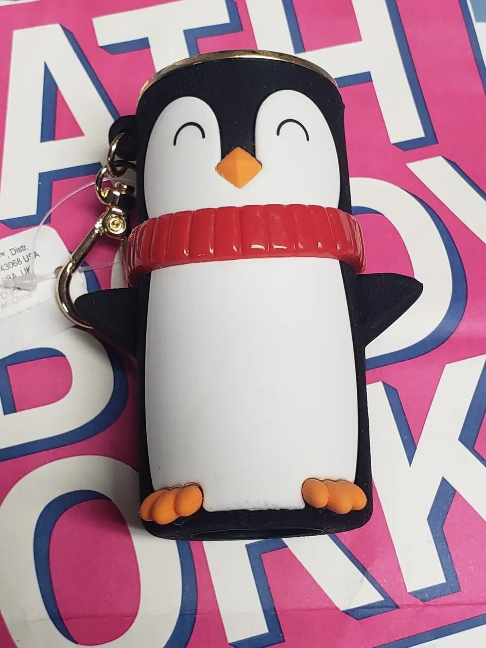 BBW Penguin Hand Sanitizer Clip Spray Holder | Purse Backpack Bag Travel